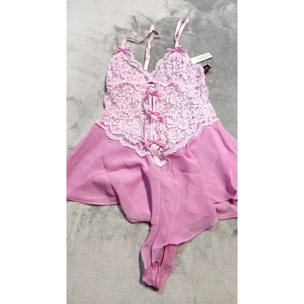 Adore Me Womens Small Pink Odessa Romper Unlined Bows Piroutte NWT